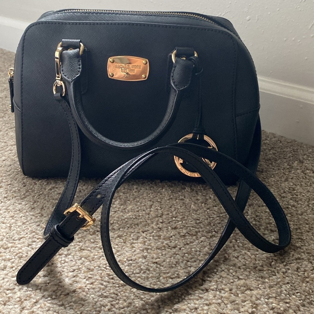 Gently used Michael Kors black satchel that doubles as a cross body - Picture 2 of 4